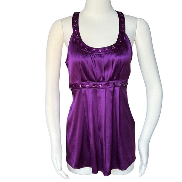 Express Women's Purple Goddess Style Tank Top With Jeweled Neckline Size M NWT - Picture 2 of 9